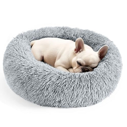 Dog & Cat Bed for Indoor Cats, 20in Calming Donut Bed
