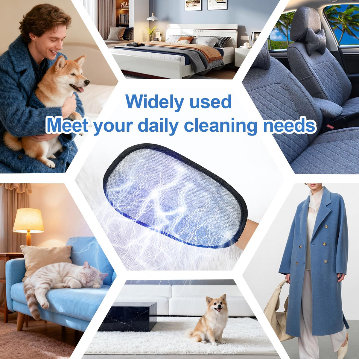 Pet hair removal glove for sofa carpet car seat and clothing