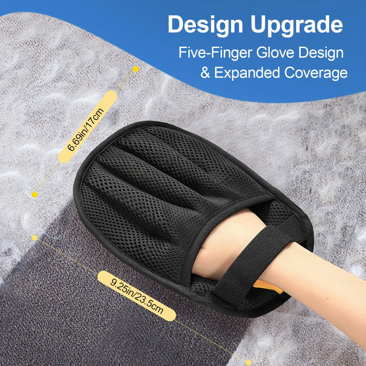 Five finger pet hair removal glove dimensions
