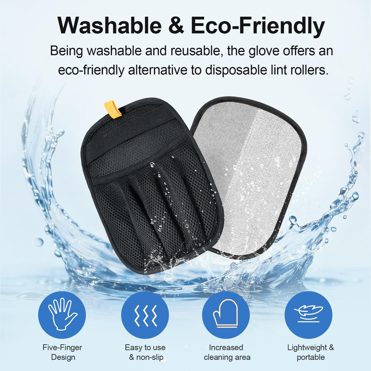Washable and reusable pet hair removal glove